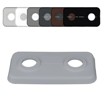 Image de FUX 1 Pcs. rosace radiateur, 12mm 21,3mm, double pour tuyau de chauffage, cache plomberie, coffrage tuyau, trou, 2 trous (15mm, gris fenêtre RAL 7040)