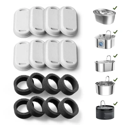 Image de PETLIBRO Remplacement du Filtre x 8, Fontaine à Eau pour Chat, SUS 304 en Acier Inoxydable, Lave Vaisselle, Débit d&#039;eau réglable, Ultra Silencieuse