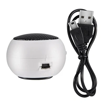 Image de Enceinte Portable, Mini Haut Parleur de Voyagea vec Prise Audio 3,5 mm 180mAh Batterie Rechargeable Intégrée pour iPod, Téléphone MP3, MP4, PC, etc.(Blanc)