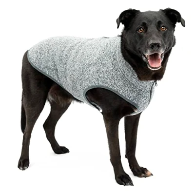 Image de Kurgo Pullover pour Chien Core Sweater, Compatible avec Harnais Chien, Polaire légère, Fermeture éclair à Double Sens, Taille XL, Noir