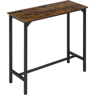 Image de EUGAD Table de Bar, d&#039;Appoint Haute, Console Étroite, Rectangulaire, Style Industriel, pour Couloir, Entrée, Cuisine, Salon, en Bois d&#039;Ingénierie+Métal, Marron Rustique + Noir