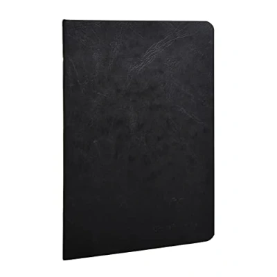 Image de Clairefontaine 733161C Collection Age Bag Un Carnet Agrafé Noir A5 14,8x21 cm 96 Pages Lignées Papier Blanc 90 g Couverture Carte Lustrée Grain Cuir