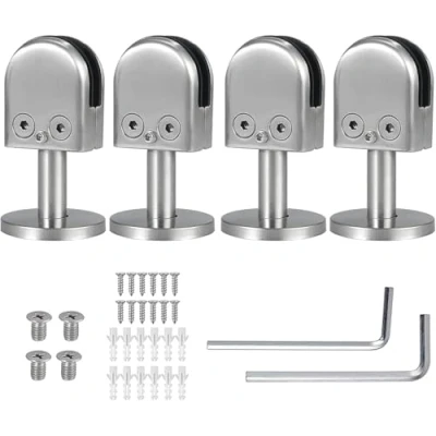 Image de Proster 4 pcs Pince Verre 9 10 mm avec Support 40 pour Pinces en à Montage au Sol 304 Supports d&#039;Étagère Acier Inoxydable Balustrade Rampe d&#039;Escalier Main Courante
