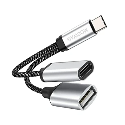 Image de Adaptateur USB C mâle vers femelle avec charge Répartiteur OTG 2.0 Compatible Chromecast Google TV/Samsung S22 S21 S20 + Ultra/Google Pixel 5 4 XL 3