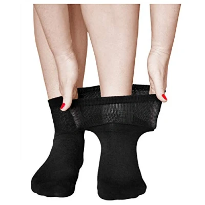 Image de vitsocks Chaussette confort non serrante rembourrée Femme (3 PAIRES) pour pied sensible, noir, 39 42
