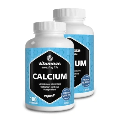 Image de Calcium Carbonate à Forte Dose 180 Comprimés pour 3 Mois 800 mg de par Quotidienne Naturel Complément Alimentaire sans Additifs (Pack 2)