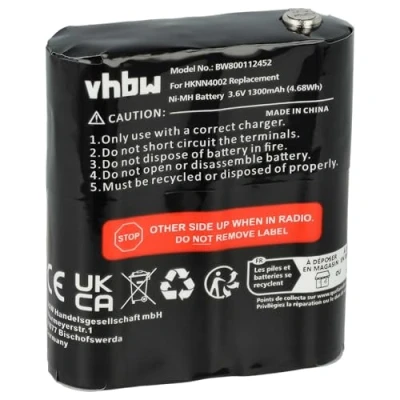 Image de vhbw Batterie Compatible avec Motorola Talkabout T5412, T5422, T5532, T5622 Radio Talkie walkie (1300mAh, 3,6V, NiMH)