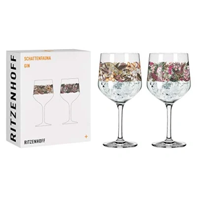 Image de Ritzenhoff 3691002 Verre à gin 700 ml série Schattenfauna Set N 2 pièces, Leopard &amp; Eule Made in Germany