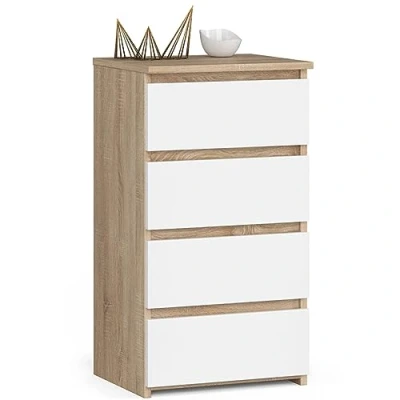 Image de AKORD Commode Tiroirs à roulettes Fonctionnel Idéal en Set Robuste Design Universel Oak Sonoma/Blanc
