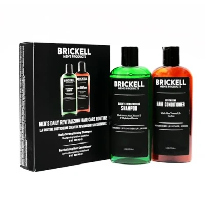 Image de Brickell Men&#039;s Routine de Soins Capillaires Revitalisants, Shampooing à L&#039;huile Menthe et D&#039;arbre Thé, Après Fortifiant Volumateur, Naturel Bio