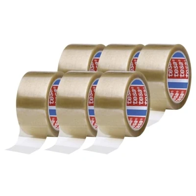 Image de tesa Pack PP 4195 Parcel Tape in a of 6 Low Noise for Packing Parcels and Boxes Transparent Rolls Each 66 m x 50 mm