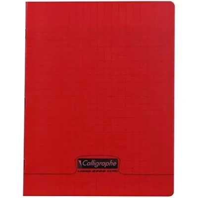 Image de Calligraphe 18103C Un Cahier Agrafé Rouge (une Marque de Clairefontaine) 17x22 cm 48 Pages Grands Carreaux Papier Blanc 90 g Couverture Polypro Transparent