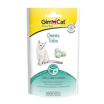 Image de GimCat Denta Tabs Snack fonctionnel pour chats, soutient les soins dentaires Lot de 8 (8 à 40 g)