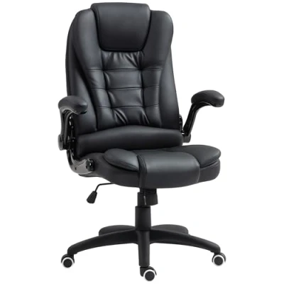 Image de HOMCOM Chaise de Bureau, Ergonomique Fauteuil Direction avec Fonction Bascule, accoudoir relevable, réglable en Hauteur Bureau pivotante pour Le à Domicile,