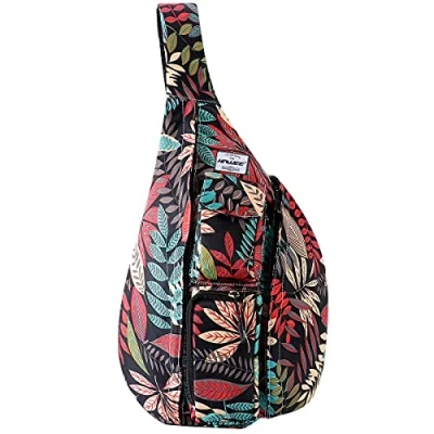 Image de HAWEE Sport Sac de Poitrine Voyage Sling à Bandoulière Crossbody Dos Multifonction Casual for Hommes Femmes Adolescentes Travail Etude Escalade Randonnée Courir, Yellow White Plaid, L