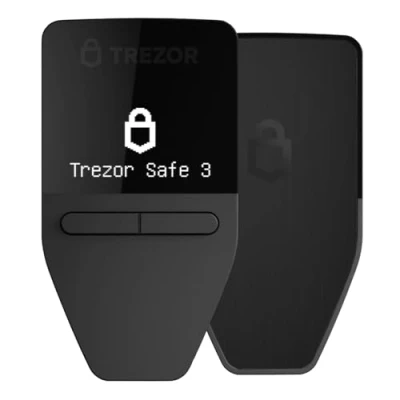 Image de Trezor Safe 3 Portefeuille Matériel Crypto Protégé par Phrase Secrète et Élément Sécurisé, Sécurité Bitcoin, Support de Plus 1 000 Cryptos, Interface Facile à Utiliser (Cosmic Black)