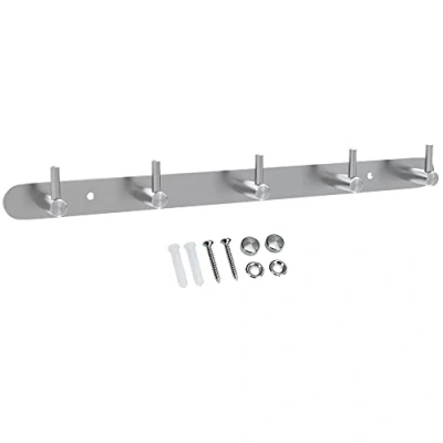 Image de Intirilife Porte Manteau en Acier Inoxydable Modell B 5 Crochet Mural avec modèles différents