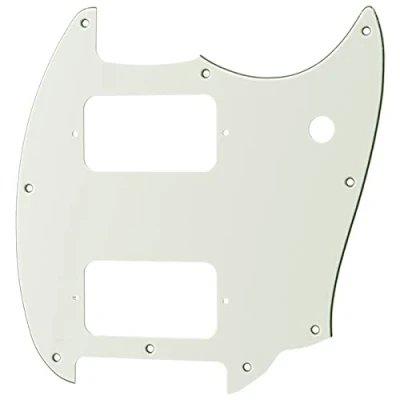 Image de Musiclily Pro 9 Trous Round Corner HH Pickguard 2 Humbuckers Plaque de Protection pour Guitare électrique Squier Bullet Series Mustang, 3 Plis Aged White