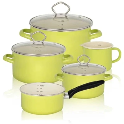 Image de Krüger Karl 89566 pag émail Pot Set, Lot de 5 pièces Motif Juist, Vert Pastel