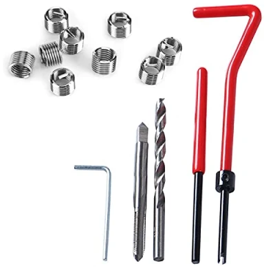 Image de Basetousual 30 pièces Filetage Métrique Réparation Insert Kit, Kit de en Acier Rapide M6, Ensemble D&#039;outils à Main Compatibles, pour la Automatique