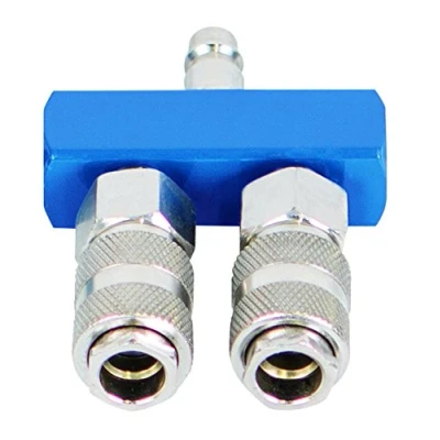 Image de Scheppach Kit de raccords rapides Air Comprimé, 2 voies, 1 pièce, bleu/argent, 7906100722