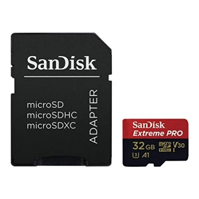 Image de Carte Mémoire microSDHC SanDisk Extreme PRO 32 Go + Adaptateur SD jusqu&#039;à 100 Mo/s, Classe 10, U3, V30, A1