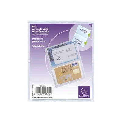 Image de Exacompta Réf. 5393UE 1 étui de protection Pour carte crédit/carte bancaire au format à classer 6,4 x 10 cm 4 faces en PVC lisse un usage intensif Couleur cristal