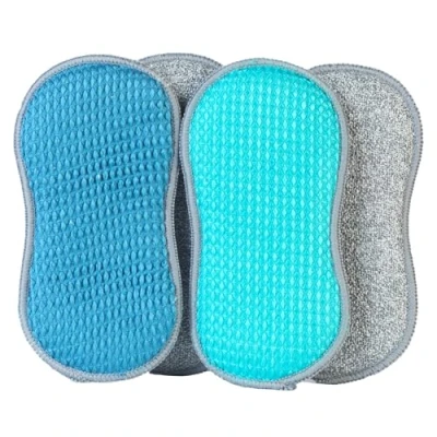 Image de Beldray LA067593UFEU Lot de 4 Clean &amp; Fresh AntiBac Tampons Nettoyage en Microfibre, Traité avec Protection Antibactérienne, Double Face, Éponges Vaisselle Réutilisable, Super Absorbants