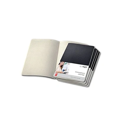 Image de SIGEL CO862 Lot de 5 cahiers notes env. A5 13,5 x 21 cm, petits carreaux, couverture souple, noir, Conceptum