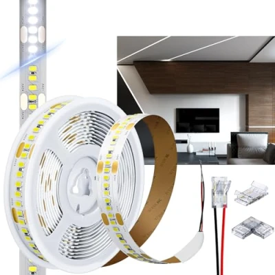 Image de HOOLED Bande LED 5 Mètres Lumière froide 6500 K, SMD 2835, 238 Leds/m, 20 W/m (100 W), 2644 lm/m, DC 24 V Dimmable Haute Luminosité, Ruban Lumineux
