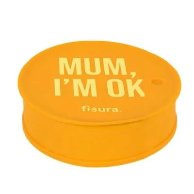 Image de Fisura Couvercle anti drogue « Mum I&#039;m ok » Protecteur de boisson original bleu réutilisable Protection fuite fabriquée en silicone.