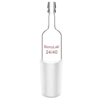 Image de stonylab Adaptateur D&#039;entrée en Verre, 1 Pack Droit Verre Borosilicaté avec Joint 24/40 et Connexion de Tuyau, Verrerie Laboratoire