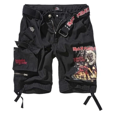 Image de Brandit Iron Maiden Savage Shorts Number of The Beast Black Edition, Noir, M Mixte