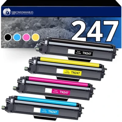 Image de 123CONSOMMABLES TN247 Toner Compatible pour Brother TN243CMYK TN 243CMYK 243 DCP L3550CDW MFC L3750CDW L3730CDN L3710CW L3770CDW HL L3230CDW Neuf