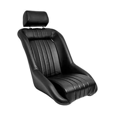 Image de AUTO STYLE Siège baquet &#039;Classic&#039; Simili Cuir Noir Dossier fixe + Appuie tête incl. glissières