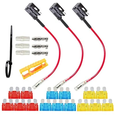 Image de FULARR 3Pcs Premium Add A Circuit Fusible Tap Adaptateur, ACU Lame Style Porte Fusible, avec Gratuits Standard Fusibles X 15Pcs, Extracteur 1Pcs, Attaches Fil 5Pcs 12V / 24V