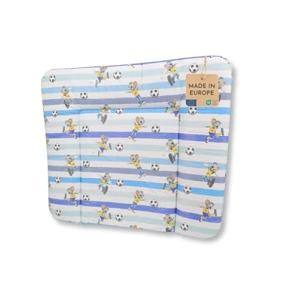Image de pic Bear Matelas à langer, certifié Oeko Tex, facile d&#039;entretien, 85 x 72 cm, rayures bleues et blanches