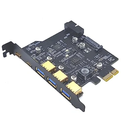 Image de Hub Carte PCIE USB 3.2 Gen2 Type C PCI Express 3.0 Adaptateur E 3 Multiplicateur Contrôleur USB3 3.1