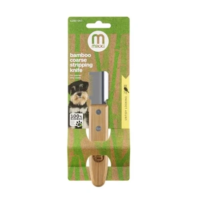 Image de Mikki Couteau à dénuder en bambou pour le toilettage du chien, enlever les poils envahis par la végétation top coat, lames antirouille durables, poignée profilée facile tenir, dents épaisses
