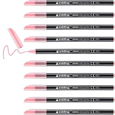 Image de edding 1200 Feutre de coloriage pointe fine fleur cerisier (rouge) 10 stylos ronde 1 mm stylo pour ecriture, dessin,