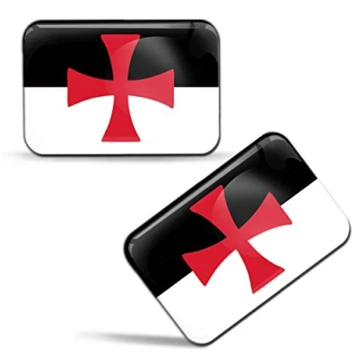 Image de Biomar Labs® 2 x 3D Flexibles Autocollant Stickers Chevaliers Templiers Croix Drapeau Ordre du Temple Croisades Flag Adhésif Décoration Voiture Fenêtre Porte Auto Moto Tuning F 75