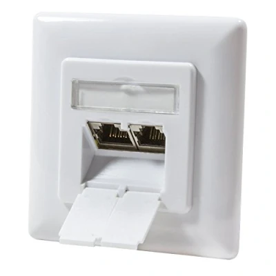Image de odedo® Cat 6A 10 Gigabit 500 MHz Prise réseau RJ 45 entièrement blindé pour Blanc Pur RAL9010, AWG 22 23 24 25 26 également PoE Power Over Ethernet LAN, Network Surface Mount Box STP