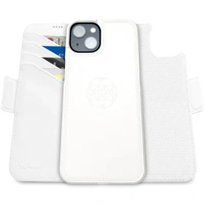 Image de dreem Fibonacci Compatible avec iPhone 15 funda cartera / 2 en 1 étui Antichoc et Folio Amovible Cuir végétal, MagSafe, Protection RFID [Blanc]