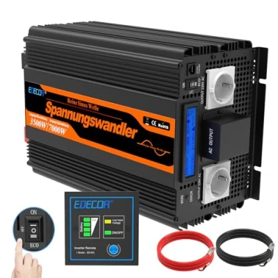 Image de EDECOA convertisseur 12v 220v Pur Sinus 3500w Onde sinusoïdale Pure Power Inverter avec télécommande et écran LCD per Camper Voiture (3ème génération)