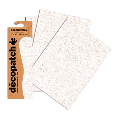 Image de Décopatch C444O Une pochette de 3 feuilles papier imprimé 30x40 cm, Craquelé Blanc