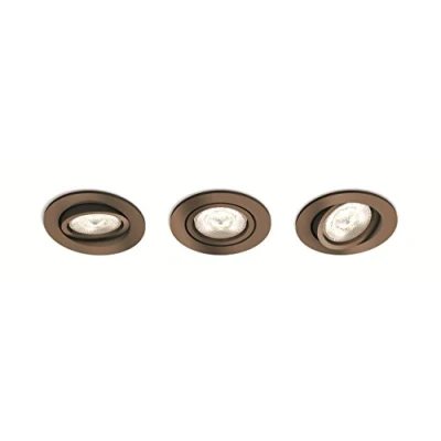 Image de Philips myLiving Shellbark Spot encastrable rond avec 3 ampoules LED GU10 4,5 W intégrées Cuivre