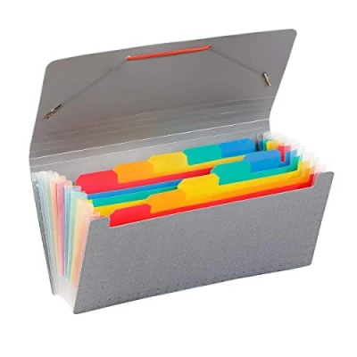Image de Viquel Trieur Accordéon 10 Compartiments Format Chèque 26X13cm Rainbow Touch Gris