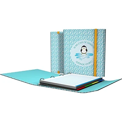 Image de Grafoplás 88212631. Carpesano A4 à 4 anneaux avec rabat, fermeture en caoutchouc, pièces de rechange et intercalaires, carpeplous Wise Planet, pingouin