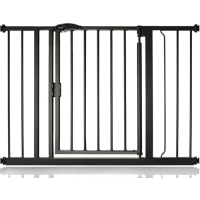 Image de Safetots Barrière de Sécurité à Pression Fermeture Automatique, 103.8 cm 110.8 cm, Noir Mat, d&#039;Escalier Automatique pour Bébé,