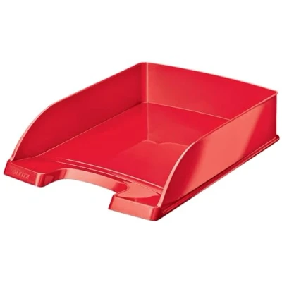 Image de Leitz WOW Bac à Courrier A4 en Plastique, Design Ergonomique &amp; Empilable, Coloris Rouge (52263023)